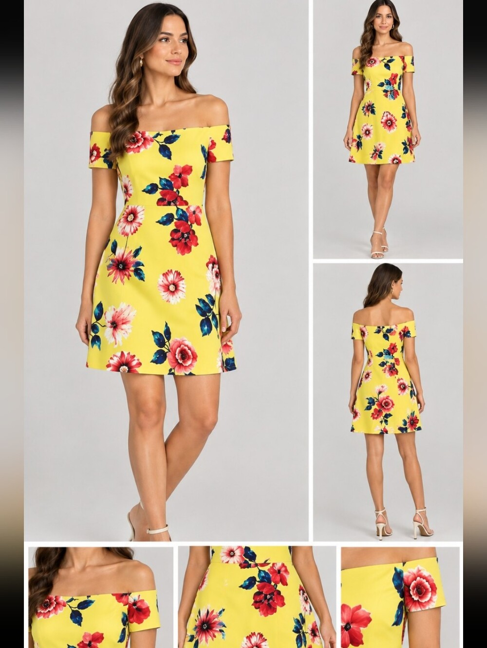 Minette Brand. Floral Off-Shoulder Yellow Dress